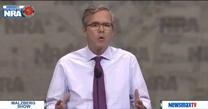 Jeb Bush Speaks at NRA/2015, live video capture, Newsmax feed
