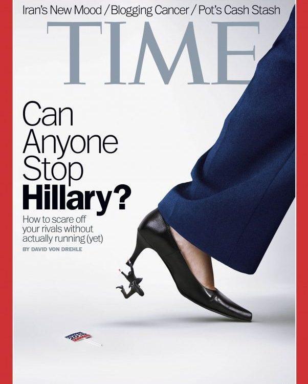 Time Magazine cover featured in the "The Rush to Define Hillary as a Space Alien or the 50-Foot Woman" blog.