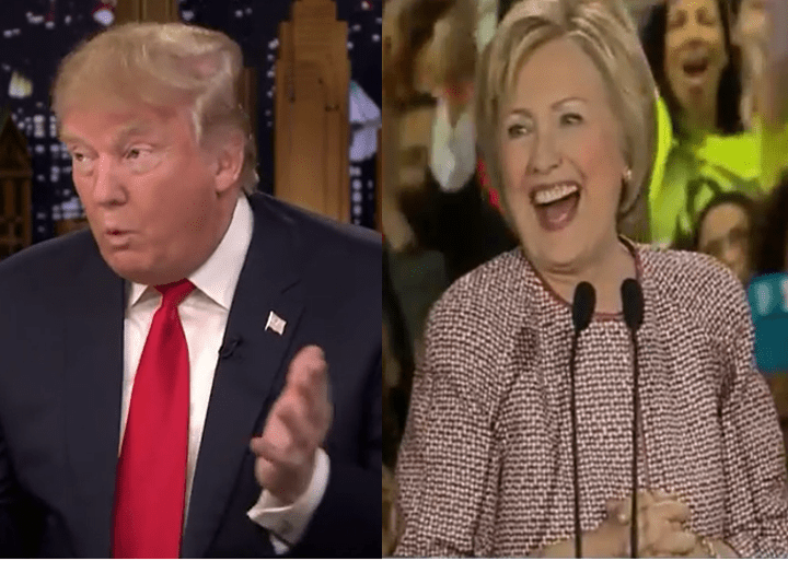 Photo grid of Trump and Clinton featured in the "Trump's Big Mistake With Hillary" blog.
